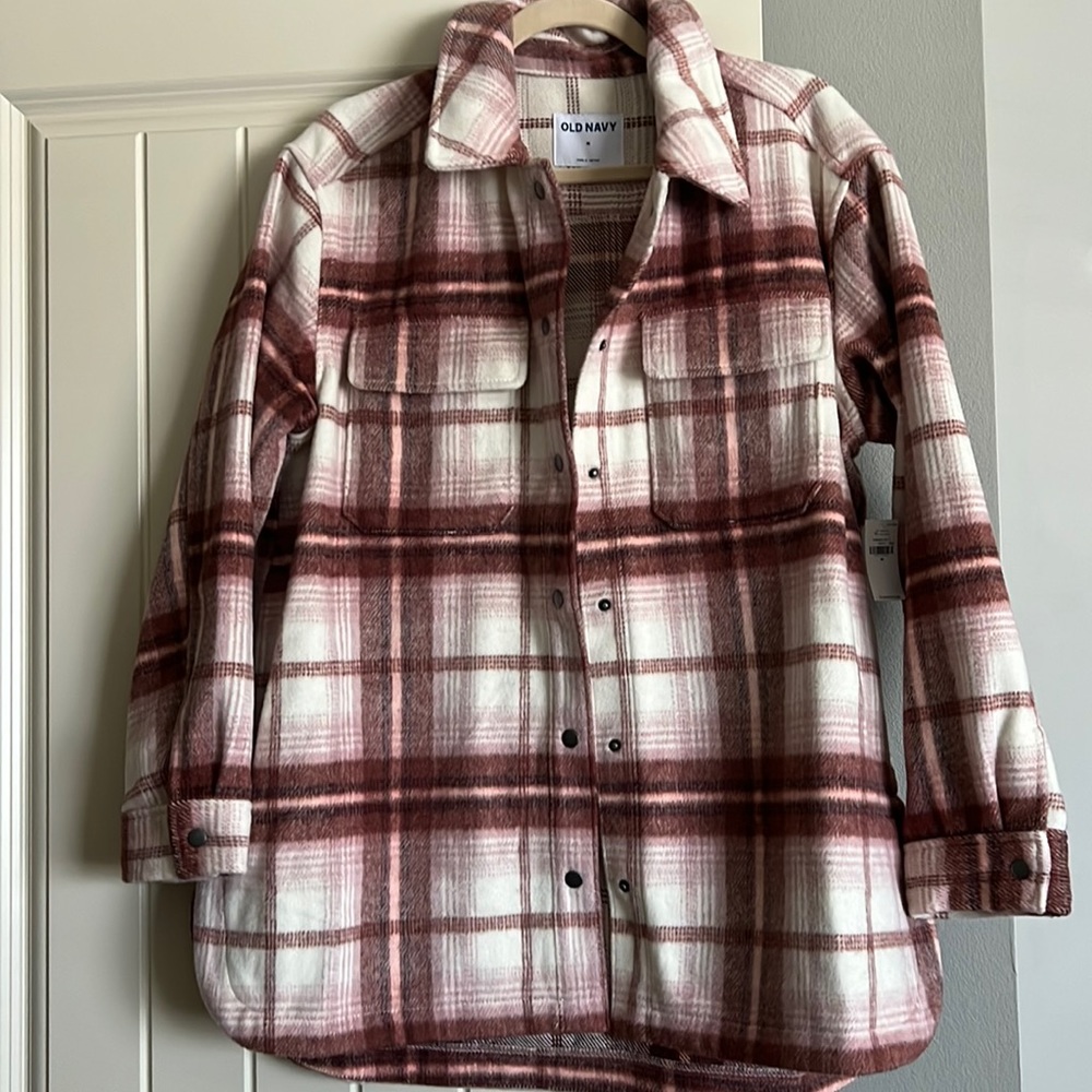 NWT Pink/Brown Plaid Shacket